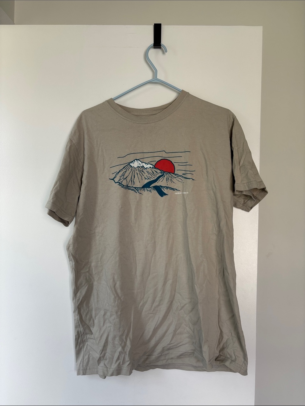Outdoor Research Men's Tan Graphic Tee with Red Sun